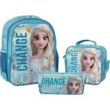 Frocx Frozen Lisanslı Ilkokul Sırt Beslenme Kalem Çantası Seti OTTO 48394 - Açık Mavi