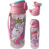 Frocx Kız Çocuk Unicorn Matara 500 ml 1 Adet Lisanslı Suluk Okul Matarası Öğrenci Suluğu - Pembe - Plastik