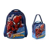 Frocx Spiderman Desenli Lisanslı Ilkokul Çantası ve Beslenme Çantası Seti - Mavi