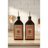 Frolde 2'li Amber 500 ml Cam Yassı Ayçiçek Yağı Zeytinyağı Şişesi Yağdanlık Vintage Retro - Turuncu
