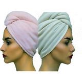 Fronte Home Saç Havlusu Saç Bonesi Extra yumuşak emici Pamuklu 2 Li Set %100 Pamuk Banyo Plaj Havuz ve Deniz Sonrası Kurulama Pembe / Ekru - Standart - Pembe - Ekru