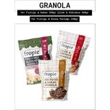 Fropie Yer Fıstığı & Kakao - Çilek & Hibiskus - Glutensiz Yer Fıstıklı & Kinoa Patlaklı granola 3’lü Set - 960 gr