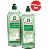 Frosch Aloe Veralı Bulaşık Deterjanı 750 ml 2'li Cilt Dostu Özellikleriyle Etkili Temizlik - 1,5 lt