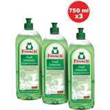 Frosch Yeşil Limonlu Bulaşık Deterjanı 750 ml 3'lü Etkili Temizlik ve Ferah Koku