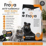 Froya Aktif Karbonlu Kedi Kumu 10 Lt Orta Taneli Topaklanan Kokusuz Doğal Kedi Kumu - AKTİF KARBON