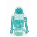 Froyalife Hello Pipetli Suluk, 800 ml, Turkuaz, Renkli Boyun Askılı Çocuk Su Şişesi