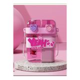 Froyalife Yeah Cute Lion Çift Hazneli Çift Kapaklı Çocuk Suluk Matara, 1 Litre, Pembe