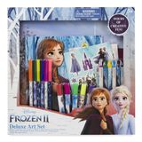 Frozen 2 Deluxe Kendin Yap Sanat Malzemeleri Seti, Şablonlar, Çıkartma Sayfaları, Boyama Pedi, İşaretleyiciler, Jumbo Pastel Boya Kalemleri ve Simli Tutkallı