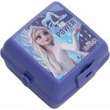 Frozen 4 Bölmeli Mor Plastik Beslenme Kutusu Kilitli Kapaklı ve Kaşık Çatal İçeren