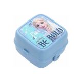 Frozen Be Bold Beslenme Kabı, 4 Bölmeli, Çift Taraflı Çatal Kaşık, Kilit Mekanizmalı, Mavi, 13x13x9 cm