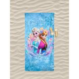 Frozen Elsa Desenli Dijital Baskılı Kız Çocuk Plaj Banyo Havlusu - 70 x 140 cm - Mavi