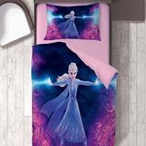 Frozen Elsa Temalı Baskılı Tek Kişilik Nevresim Takımı Çok Renkli