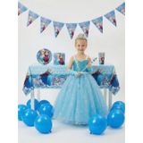Frozen Elsa Temalı Kız Çocuk Prenses Elbise Askılı Tüllü Kabarık Taç Asa Eldiven + Doğum Günü Parti Seti Hediyeli