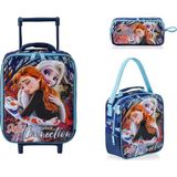 Frozen Lisanslı Çekcekli 3 Lü Anaokulu Çanta Seti Trio Box Connection