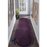 Frt Export Tüylü Peluş Oval Örgü Saçaklı Peluş Yolluk Yumuşacık Yıkanabilir Antre Hol Koridor Halı Mor