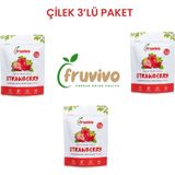 Fruvivo 3'lü Paket, Dondurularak Kurutulmuş Çilek, 15 gr Vegan, Glutensiz Kurutulmuş Meyveler