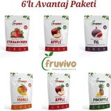 Fruvivo Dondurularak Kurutulmuş 6'lı Avantaj Paketi, Çilek, Şeftali, İncir, Mango, Elma, Ananas - 1 Adet