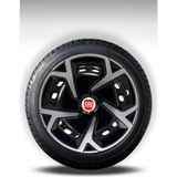 FRWY Fiat 4 Adet Jant Kapağı 15" Inç Gri Siyah ( Egea Fiorino Doblo Linea Punto Albea Palio Uno ) FW016 - Gri - Siyah - 15 inç