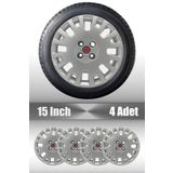 FRWY Fiat Punto Doblo Linea Fiorino 15" inç Uyumlu 4 Adet 1 Takım Gri Jant Kapağı