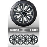FRWY Ford 4 Adet Jant Kapağı 14" Inç Gri - Siyah ( Tourneo Transit Connect Courier Focus Fiesta Fusion ) FW046 - Gri-Siyah - 14 inç