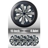 FRWY Ford Courier Connect Tourneo 15" inç Uyumlu 4 Adet 1 Takım Gri Siyah Jant Kapağı