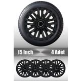 FRWY Ford Courier Connect Tourneo 15" inç Uyumlu 4 Adet 1 Takım Siyah Jant Kapağı