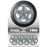 FRWY Ford Fiesta Uyumlu 14" İnç 4 Adet 1 Takım Gri Jant Kapağı