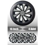 FRWY Ford Transit Uyumlu 16" İnç 4 Adet 1 Takım Gri Siyah Jant Kapağı