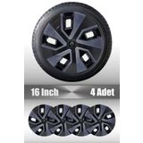 FRWY Renault Clio 4 Megane 4 Uyumlu 16'' İnç Siyah Füme Esnek Kırılmaz Jant Kapağı