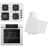 Fryart Serisi Beyaz Set (SC406-WFA + QEP63CB +D078 ) - Döküm Izgara / 65 cm Ocak