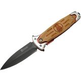 Fs 11031 Kahverengi Kamp Çakı 20CM- Police Işlemeli, Ahşap Sap, Kemerlikli, Cam Kırma Aparatlı