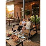 Fs Grup | Bahçe Salıncağı 3 Kişilik Metal Gövdeli Bahçe Salıncağı 130X190 cm - Siyah