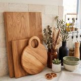 F&S WoodArt 3 lü Set - Meşe Doğal Ahşap Mutfak Kesme Sunum Et Ekmek Doğrama Tahtası
