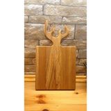 F&S WoodArt Geyik Boynuzu Model Sunum Kesme Servis Tahtası Doğal Ahşap Meşe 34 x 20 cm - 1 Adet