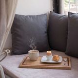 F&s Woodart Meşe Ağacı 39 cm Bakır Kırmızı Epoksi Dolgu Oluklu Kesme Tahtası Sunumluk - 39 x 23 cm