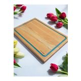 F&s Woodart Meşe Ağacı 39 cm Turkuaz Epoksi Dolgu Oluklu Kesme Tahtası Sunumluk