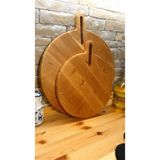 F&S WoodArt Meşe Ağacı Ahşap Saplı Kesme Sunum Doğrama Tahtası 30+40 cm 2'li