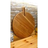 F&S WoodArt Meşe Ağacı Ahşap Saplı Kesme Sunum Et Ekmek Doğrama Tahtası 30 cm Çap