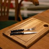 F&S WoodArt Meşe Ağacı - Doğal Ahşap - El Yapımı Oluklu Steak Et Kesme Doğrama Sunum Tahtası - 1 Adet