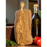 F&S WoodArt Zeytin Ağacı tek parça kesme tahtası - peynir sunum tahtası 45-49 cm boy 17-20 cm en