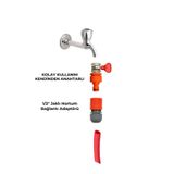 F&S Yazıcı Ticaret Musluk Adaptörü Kendinden Anahtarlı Kelepçeli - 1/2" Hortum Adaptörlü Jak Bağlantı Aparat 2 Parça Kolay Bağlantı