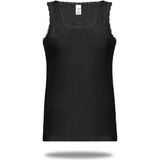 FSM1453 2'li Paket Kadın Pamuklu Transfer Ribana Yuvarlak Yaka Kalın Askılı Dantelli Atlet - XL - Siyah - Ekru