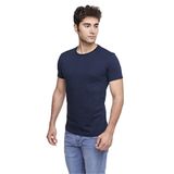 FSM1453 ERKEK KISA KOLLU ATLET PAMUKLU SIFIR YAKA KLASİK RENKLİ T-SHİRT - 421-1 (L, Lacivert)
