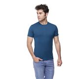 FSM1453 ERKEK KISA KOLLU ATLET PAMUKLU SIFIR YAKA KLASİK RENKLİ T-SHİRT - 421-1 (M, Blue Berry)