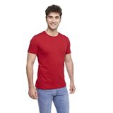 FSM1453 ERKEK KISA KOLLU ATLET PAMUKLU SIFIR YAKA KLASİK RENKLİ T-SHİRT - 421-1 (M, Falu Red)