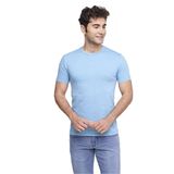 FSM1453 ERKEK KISA KOLLU ATLET PAMUKLU SIFIR YAKA KLASİK RENKLİ T-SHİRT - 421-1 (XL, Metal Mavi)