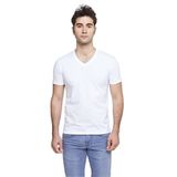 FSM1453 ERKEK KISA KOLLU ATLET PAMUKLU V-YAKA KLASİK RENKLİ T-SHİRT - 422-1 (M, Beyaz)
