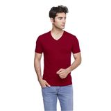 FSM1453 ERKEK KISA KOLLU ATLET PAMUKLU V-YAKA KLASİK RENKLİ T-SHİRT - 422-1 (M, Falu Red)