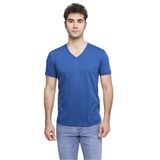 FSM1453 ERKEK KISA KOLLU ATLET PAMUKLU V-YAKA KLASİK RENKLİ T-SHİRT - 422-1 (M, İndigo)
