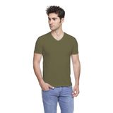 FSM1453 ERKEK KISA KOLLU ATLET PAMUKLU V-YAKA KLASİK RENKLİ T-SHİRT - 422-1 (S, Olive Branch)
